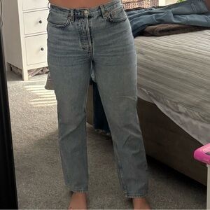 Topshop Straight Leg Light Blue Jeans